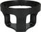 A black, round plastic cup holder with three support struts.