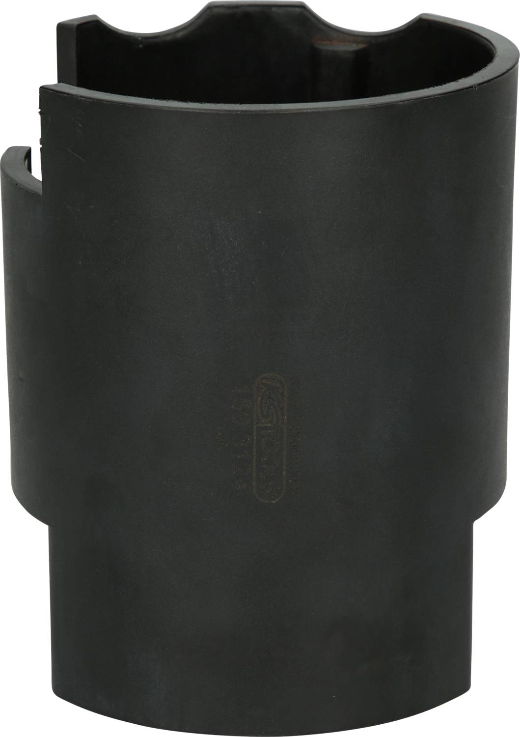 Black cylindrical plastic adaptor or sleeve, possibly a component or accessory for professional use.