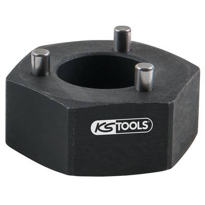 Spanner for loosening and tightening three-hole nuts, hexagonal in shape, with three evenly distributed bolts.