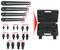 'Set of back-hole keys in four sizes (263 mm, 215 mm, 161 mm, 115 mm) and various dowel sizes from 0.37 mm to 11.90 mm in a practical case.'
