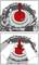 Upper Image: A red tool is being inserted into a motor structure. Lower Image: Hands are removing the same tool from the engine.