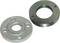 Two metallic flanges, one with screw holes, the other with an internal thread. They are functionally critical components.