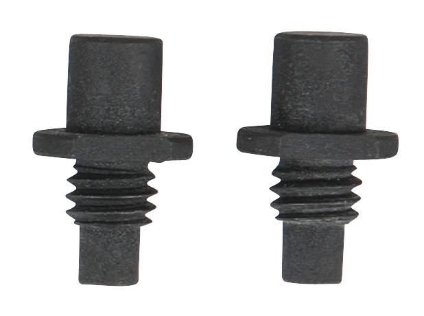 Two black screws with square heads and threads, arranged side by side, on a white background.