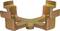 A metallic holder with four arms, symmetrically shaped. The arms are slightly curved upwards at their ends.