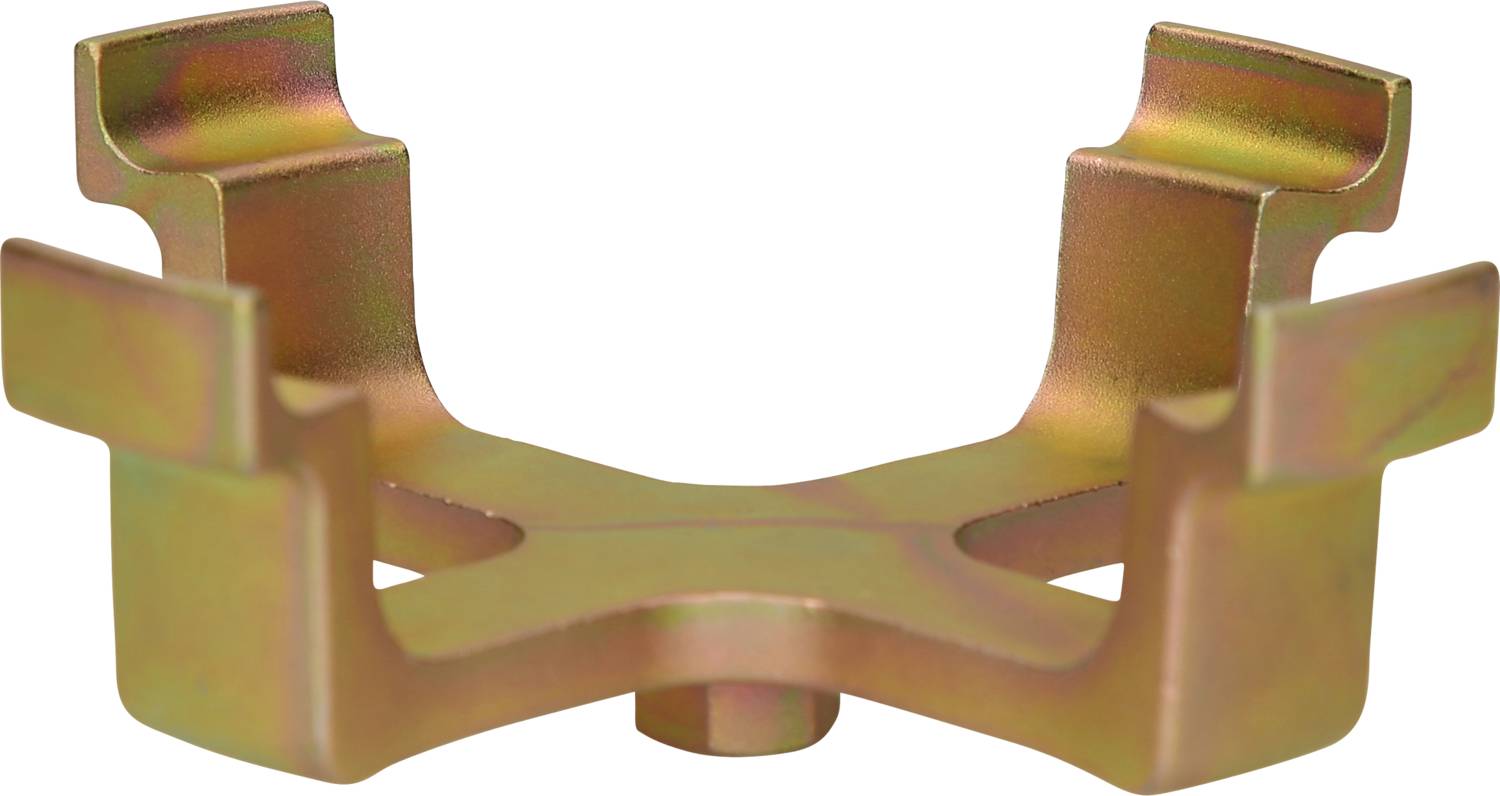 A metallic spanner head with an open, cross-shaped structure, suitable for specialised screw work.