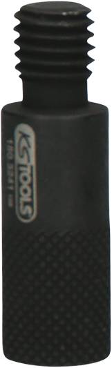 A black adapter from 'KS Tools' with a ribbed surface and screw thread at the upper end, likely for tool applications.