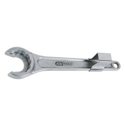Metal spanner with an open-ended design and a retention loop, with the 'KS Tools' brand embossed on the handle.