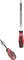 Two red and black screwdrivers of different sizes with robust handles and metal tips, overlaying each other.