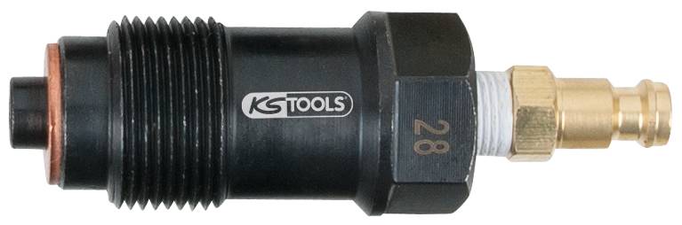 The image shows a black compressed air connector with a gold-coloured connection. The 'KS Tools' brand is printed on it.