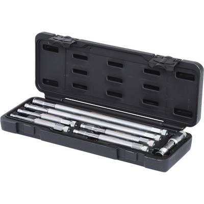 A set of torque wrench extensions of varying lengths in a black plastic case.