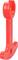 Red J-shaped plastic hook, used for securing objects.