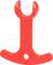 Red plastic hook in the shape of an anchor with an eyelet at the bottom.