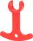 A red plastic toy anchor, commonly found in children's construction kit systems.