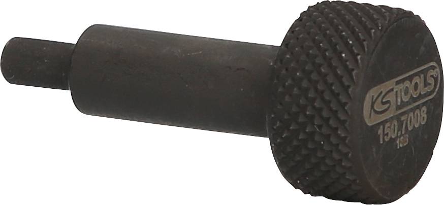 A black tool with a round, knurled handle and a cylindrical shaft, possibly a clamping or fixing tool.