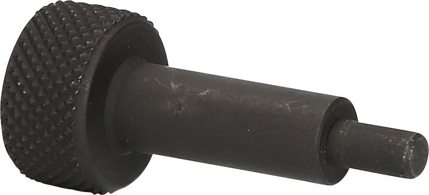 'A black metallic bolt with a knurled handle, possibly a tool component. Suitable for precise or technical applications.'