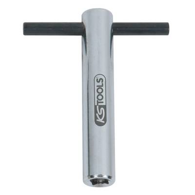 T-shaped socket wrench by KS Tools. Chrome-plated with a black cross handle. Suitable for hand-guided precision work.