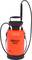 Orange pressure sprayer with 5-litre capacity, black handle and hose, suitable for gardening or cleaning.