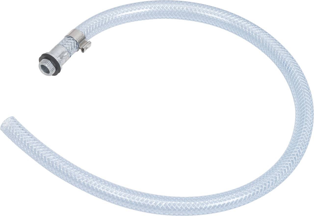 A transparent, adjustable tube with a metal connection at one end, shown against a neutral background.