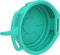 Green plastic lid with handle, suitable for round containers.