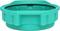 A turquoise, round plastic lid with a raised edge and grip indentations, suitable for sealing containers.