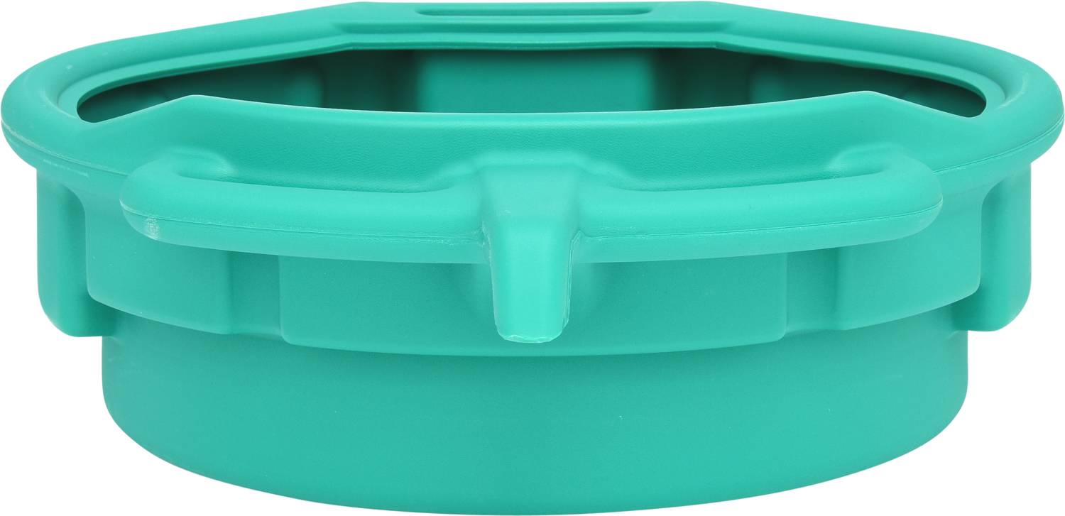 Green plastic lid with two handles on the sides, for a cylindrical container.