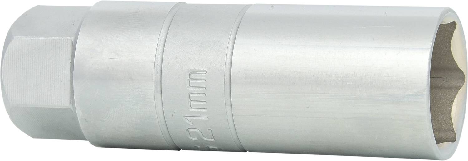 Metal socket with '21mm' inscription, for use with spanners.