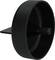 Black, round plastic component with a protruding, rectangular pin in the centre, potentially a technical adapter.