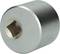 Silver metallic object with a cylindrical shape and a square opening on one side.