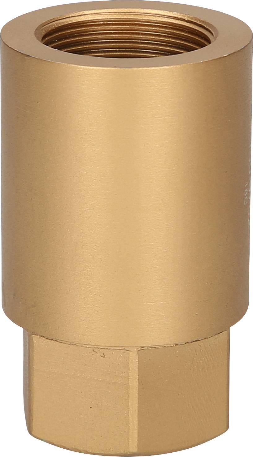 A cylindrical brass valve with a threaded connection, used in hydraulic or pneumatic systems for flow control.