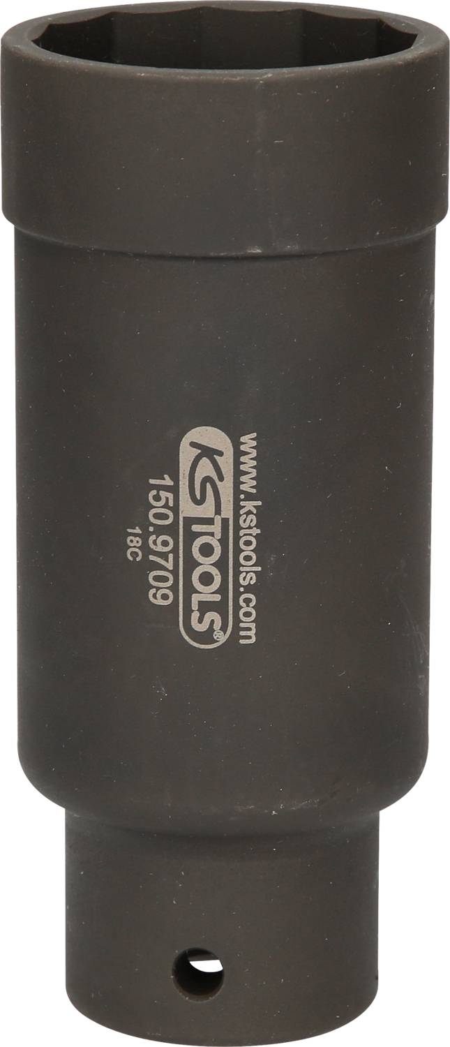 A black impact socket from KS Tools with model number 150.9709, suitable for power-driven applications.