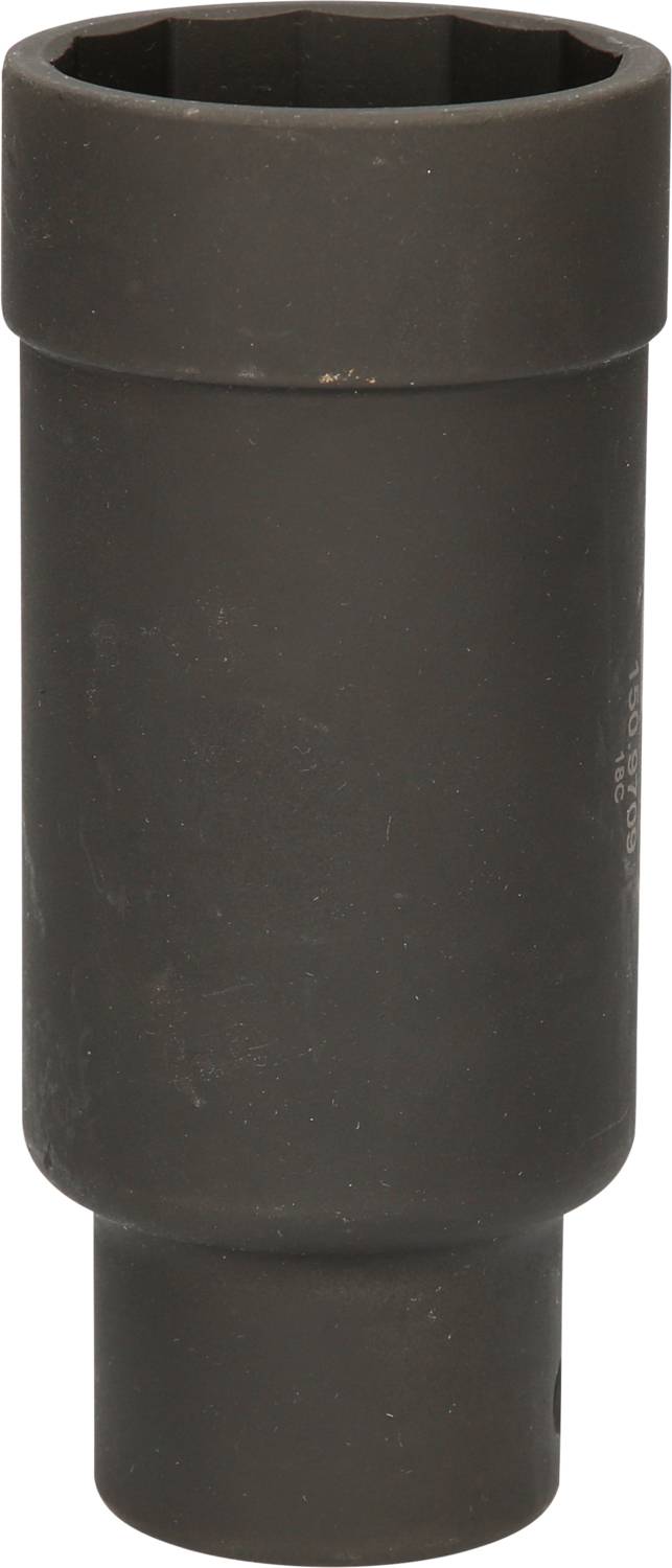 A black hexagonal socket spanner. Used for car repairs or mechanical work.