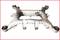 'Aluminium axle bearer with multiple fixing points and distinctive structures, typical of vehicle assembly.'