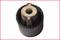 Close-up of a black plastic rotary knob with a metallic internal thread; used for mechanical controls.