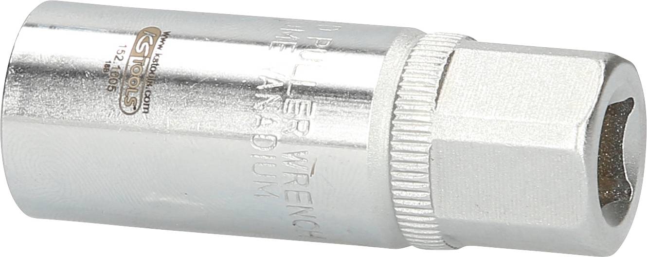 Metal hexagonal socket key attachment with engraved labelling. Used for mechanical work to fasten or loosen screws.