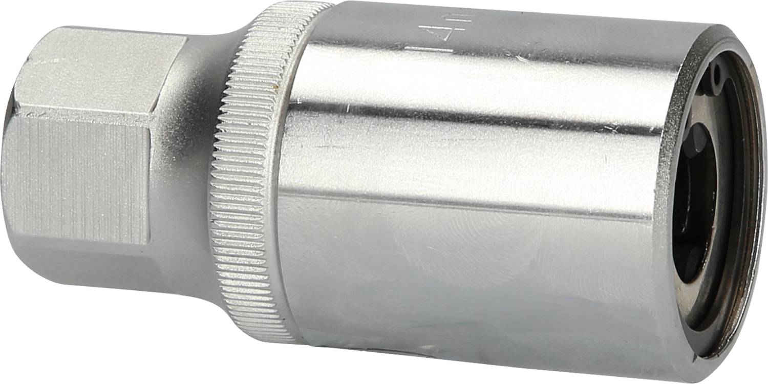 A chrome-plated nut with a hexagonal socket. It is used for tightening or loosening screws and bolts with a socket spanner.