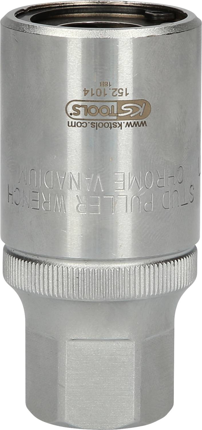 A silver stud puller wrench with engraving. A brand mark is engraved at the top. Suitable for mechanical applications.