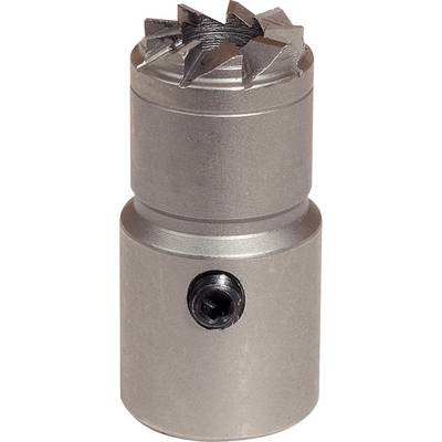 Metal tool with a cylindrical body and toothed upper surface, likely a milling head or cutting tool.