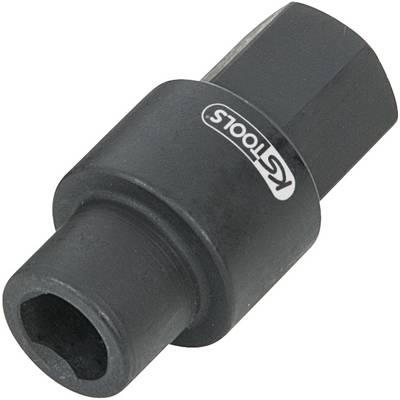 A black adapter from KS Tools with hexagonal ends, used for connecting tool attachments.