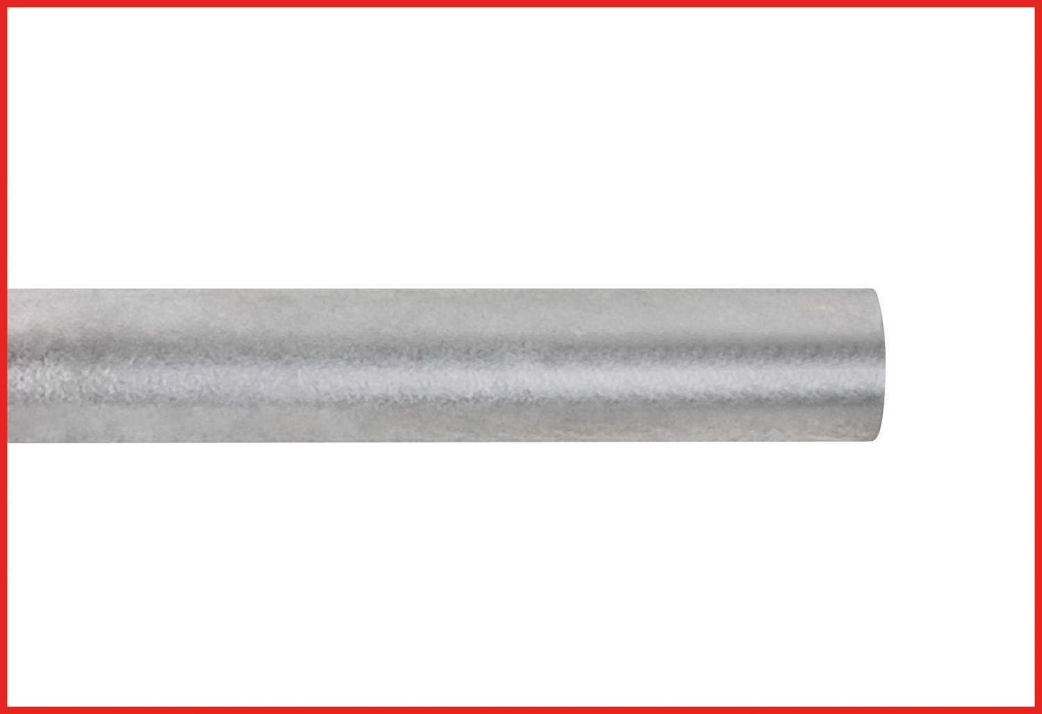 Silver cylindrical metal tube with a smooth surface against a white background.