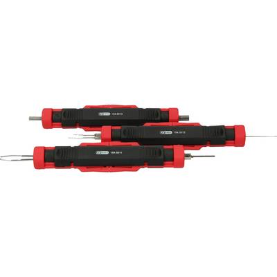 Three red and black electronic tools arranged in parallel, each with different tips for precision work.