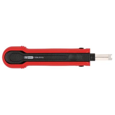 A red specialist tool with a black handle and metal tip, used for telecommunications wiring, showing the 'KS Tools' brand.