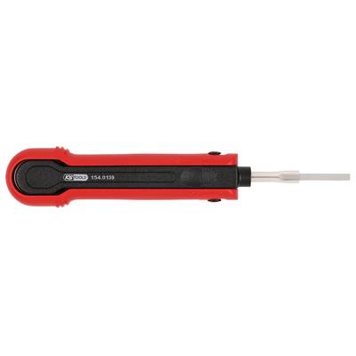 A red, flat screwdriver with a black handle by KS Tools, model number '154.0139'.