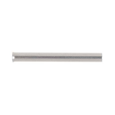 A metal pin in cylindrical form, grey and gleaming, lies horizontally against a white background.