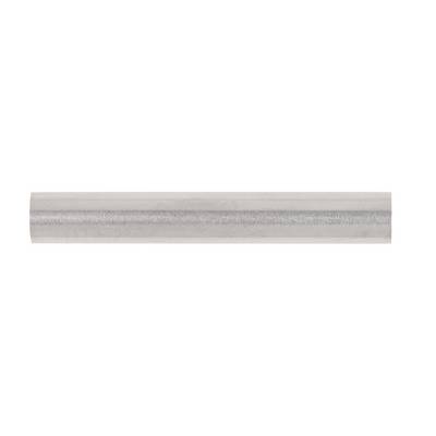 A metal rod in cylindrical form, silver-gleaming, horizontally aligned on a white background.