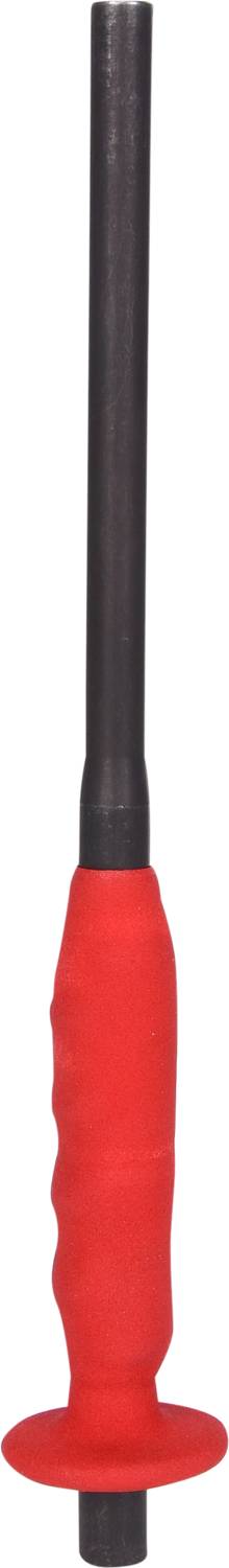 A red karate baton with a black shaft and black tip.