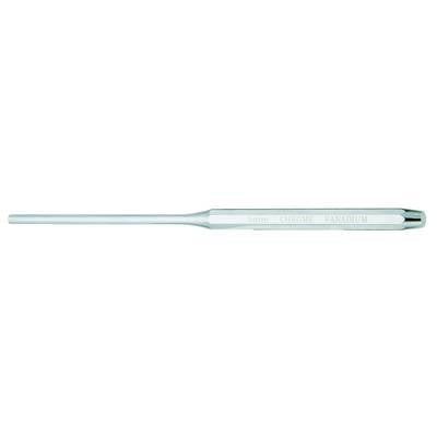 A silver drill bit made of chrome vanadium steel in close-up, showing the smooth, gleaming surface of the tool.