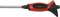 A red and black screwdriver with an ergonomic handle and metal tip.