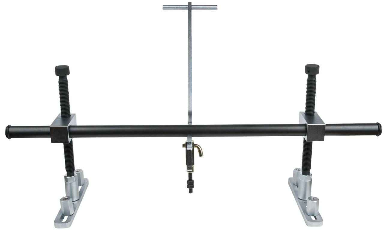 Device for the transmission of forces with two adjustable screws and a central lever for precise movements.