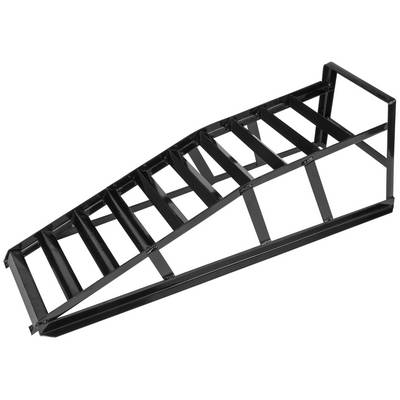 Black metal ramp with multiple steps, used for access or overcoming height differences.