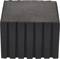 Black plastic block with ribbed sides and smooth surface, possibly a technical component or decorative piece.